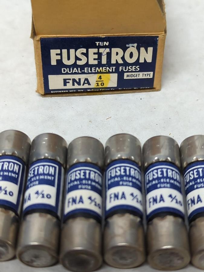 COOPER BUSSMANN,FNA 4/10,FUSETRON 4/10 AMP FUSE LOT OF 8 NOS