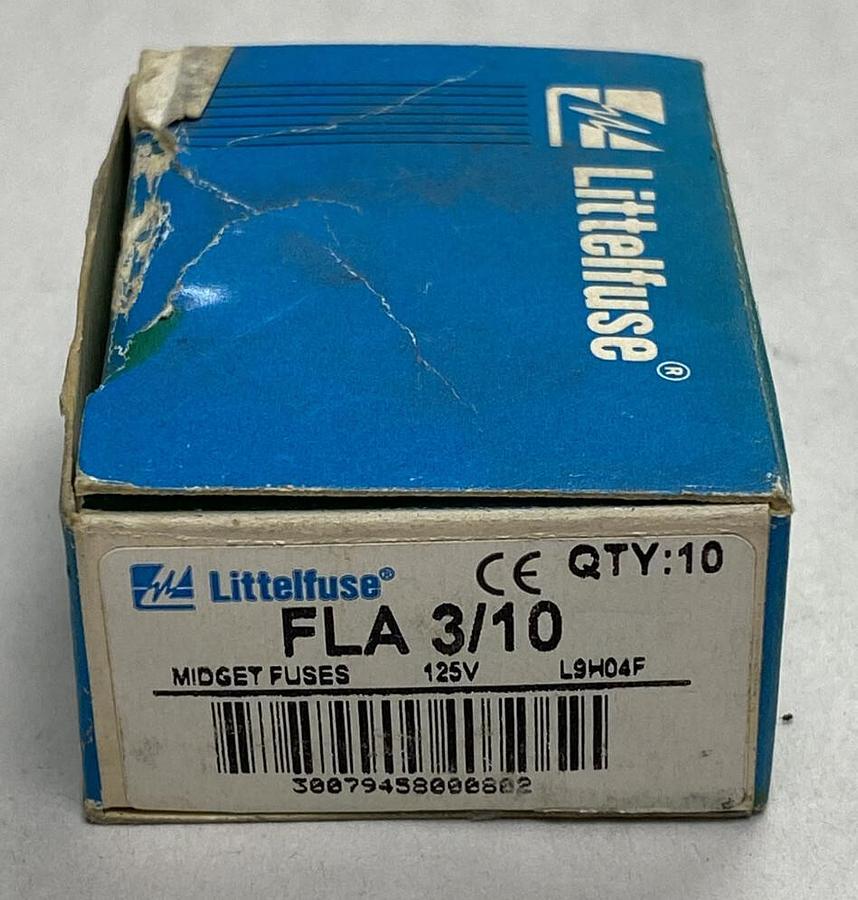Used LittelFuse,FLA 3/10,Fuse Box of 10 NOS
