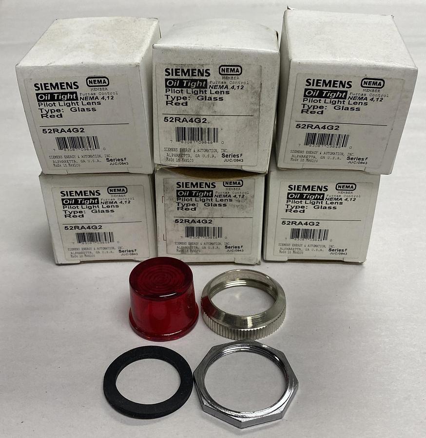 Siemens,52RA4G2,Red Pilot Light Lens Lot Of 6 NOS