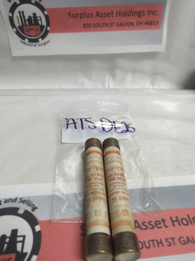 Used GOULD SHAWMUT,ATS-DE-25,AMP TRAP 25 AMP FUSE LOT OF 2 PRE-OWNED