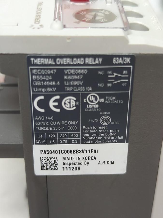 CERUS,MTK-63/3K 40L,THERMAL OVERLOAD RELAY NOS