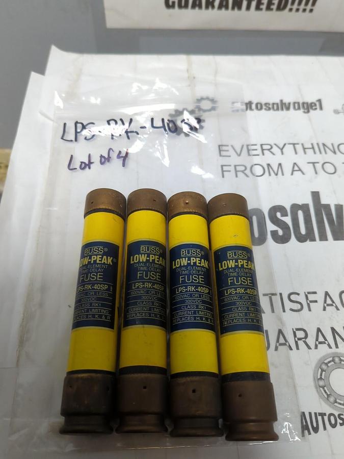 COOPER BUSSMANN,LPS-RK-40SP,LOW PEAK 40 AMP FUSES LOT OF 4 NOS