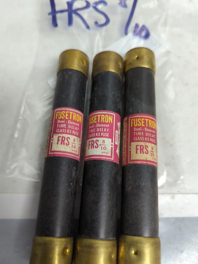 Used COOPER BUSSMANN,FRS-8/10,FUSETRON 8/10 AMP FUSE LOT OF 3 PRE-OWNED