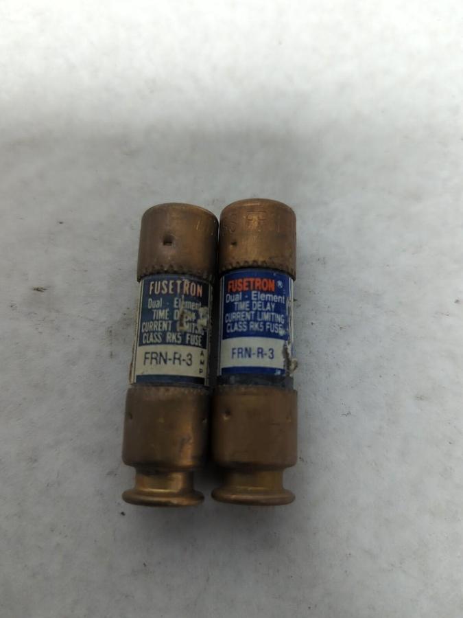Used COOPER BUSSMANN,FRN-R-3,FUSETRON 3 AMP FUSE LOT OF 2 PRE-OWNED