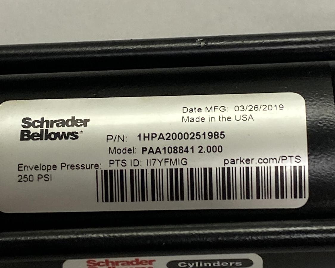 SCHRADER BELLOWS,PAA108841 2000, CYLINDER CYLINDER 250PSI NOS