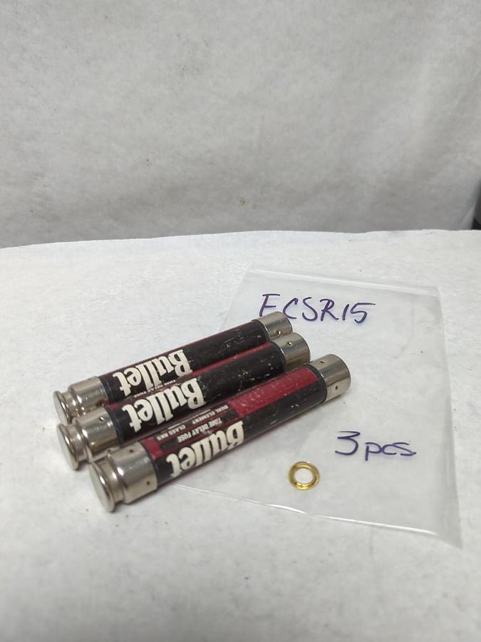 Used EDISON FUSEGEAR,ECSR15,BULLET 15 AMP FUSE LOT OF 3 PRE-OWNED