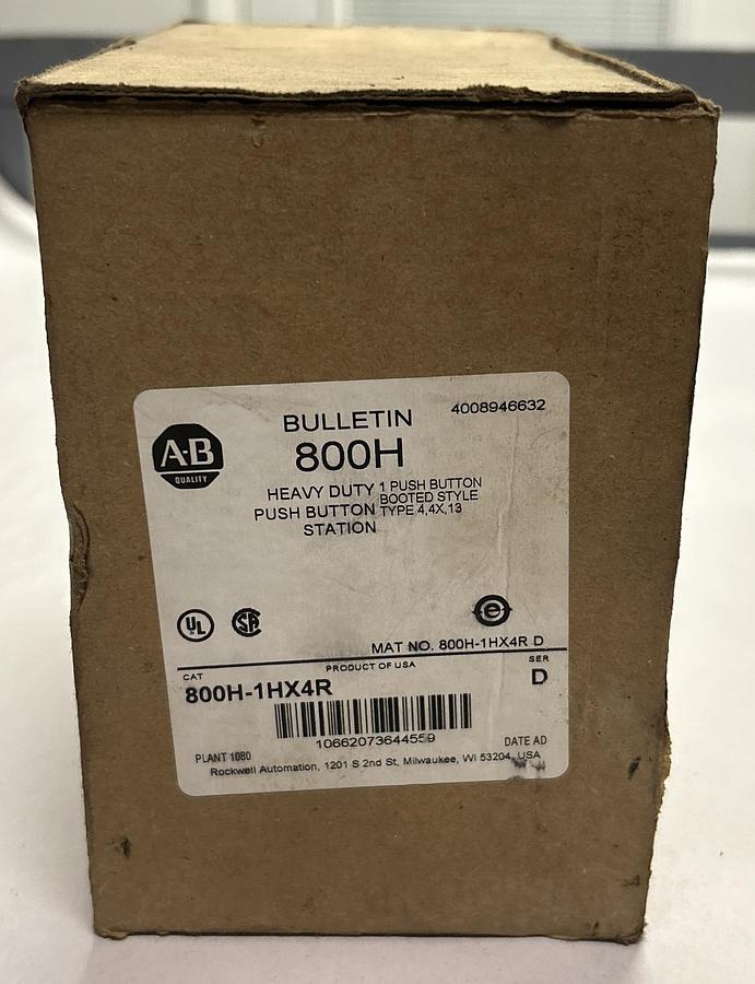 Used ALLEN BRADLEY,800H-1HX4R,PUSHBUTTON STATION NEW