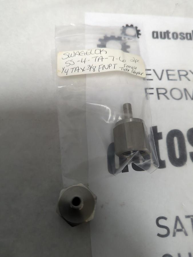 SWAGELOK,SS-4-TA-7-6,1/4TAX3/8FNPT FEMALE TUBE ADAPTER LOT OF 2 NOS