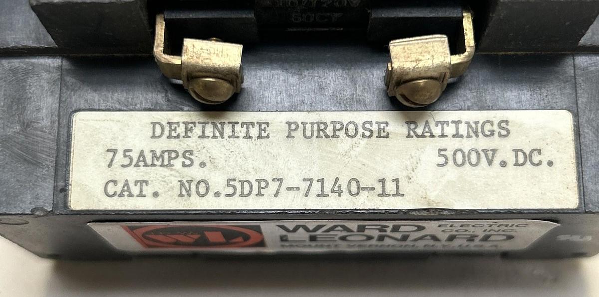 Used WARD LEONARD,5DP7-7140-11,CONTACTOR 75A 500VDC