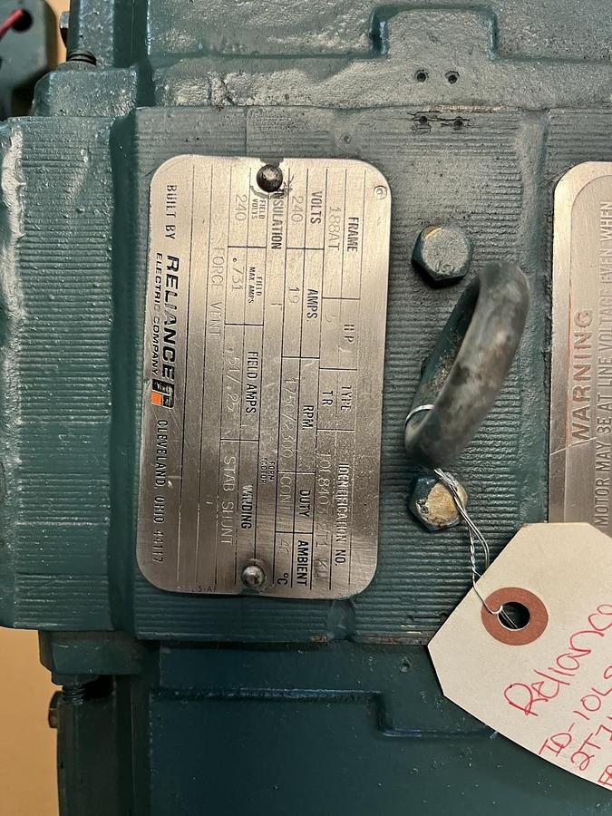 Used RELIANCE,188AT,DC MOTOR 5HP TR 240VDC 1750/2300 RPM
