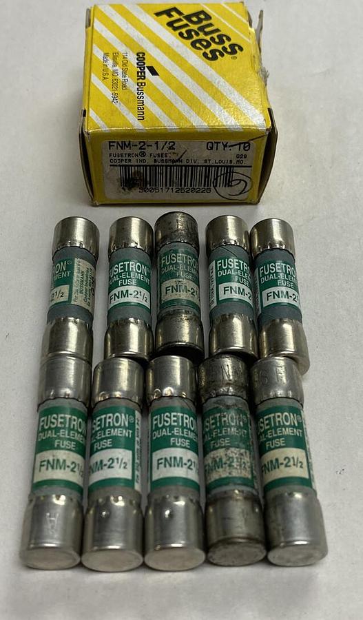 Cooper Bussmann,FNM-2-1/2,Fusetron Fuse Lot Of 10 In Box