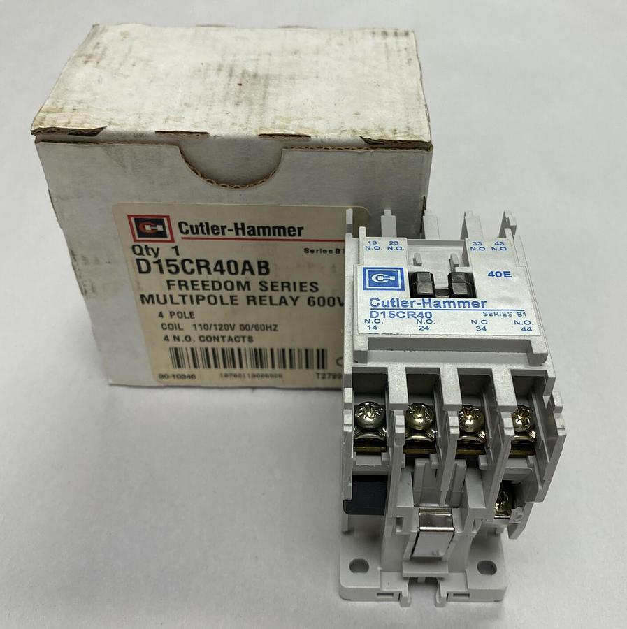 Used Cutler-Hammer,D15CR40AB,Freedom Series Multipole Relay 4 Pole 600V New