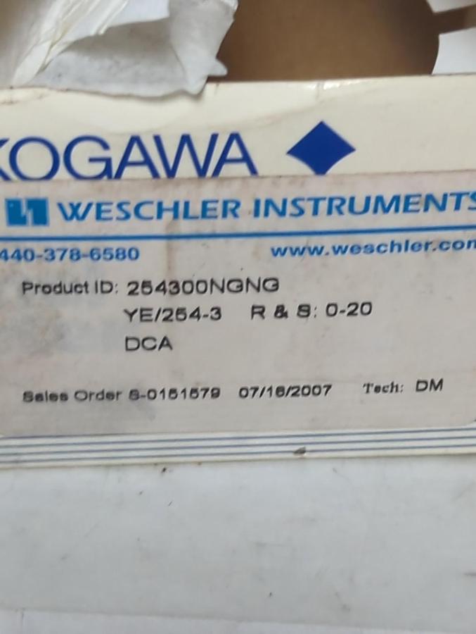 YOKOGAWA,YE/254-3,PANEL METER 0-20 DCA NOS