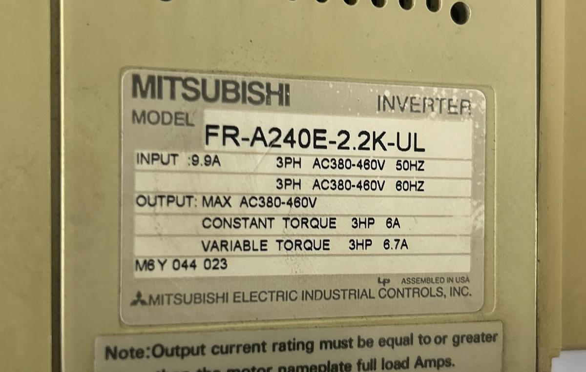 Used MITSUBISHI,FR-A240E-2.2K-UL,AC DRIVE