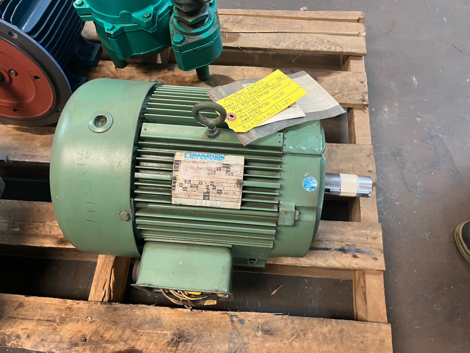 Used MARATHON,3VB-213TTFL7776BR-L,MOTOR 3HP 3PH 1135RPM 213T