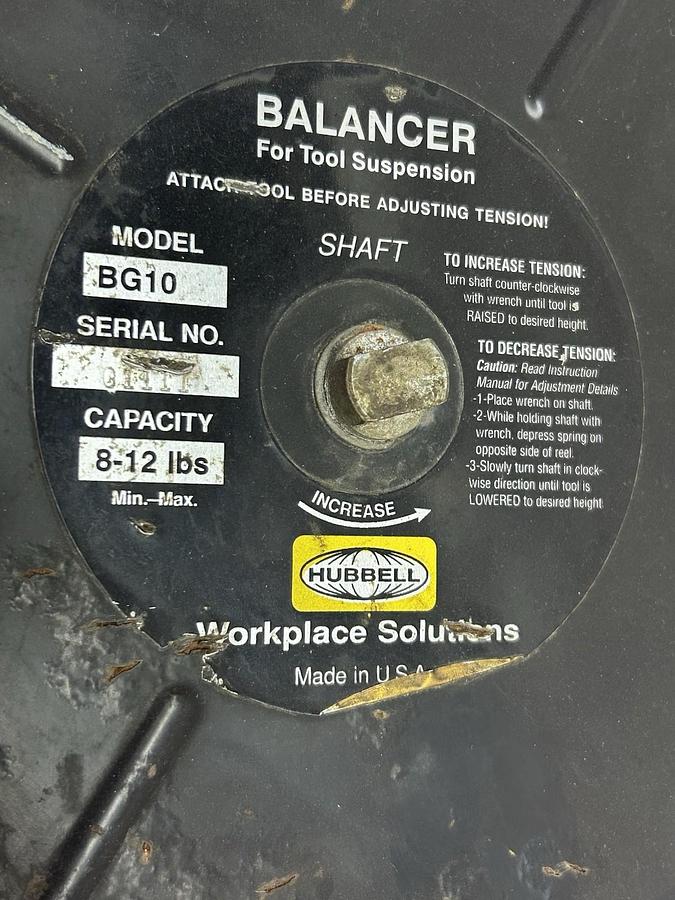 Used Hubbell,BG10,Tool Suspension Balancer 8-12 lbs