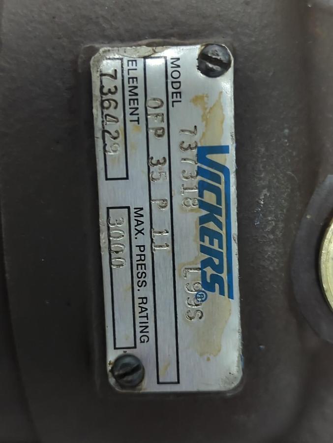 Used VICKERS,0FP 35 P 11,FILTER VALVE 737318 PRE-OWNED