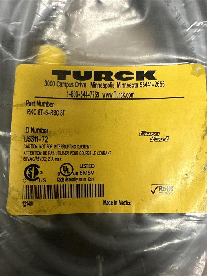 Used Turck,RKC-8T-6-RSC-6T,Cable
