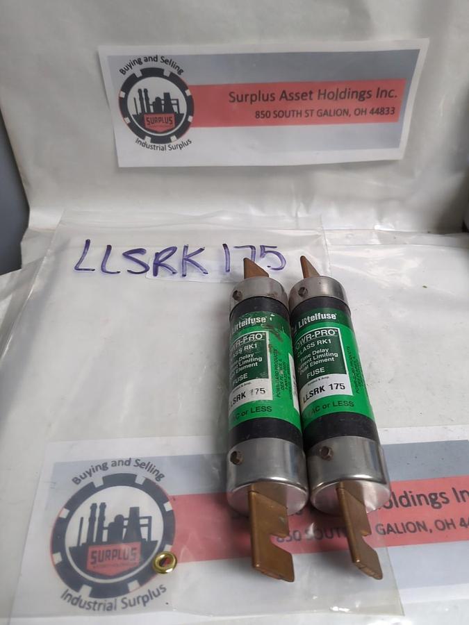 Used LITTELFUSE,LLSRK175,POWR-GARD 175 AMP FUSE LOT OF 2 PRE-OWNED