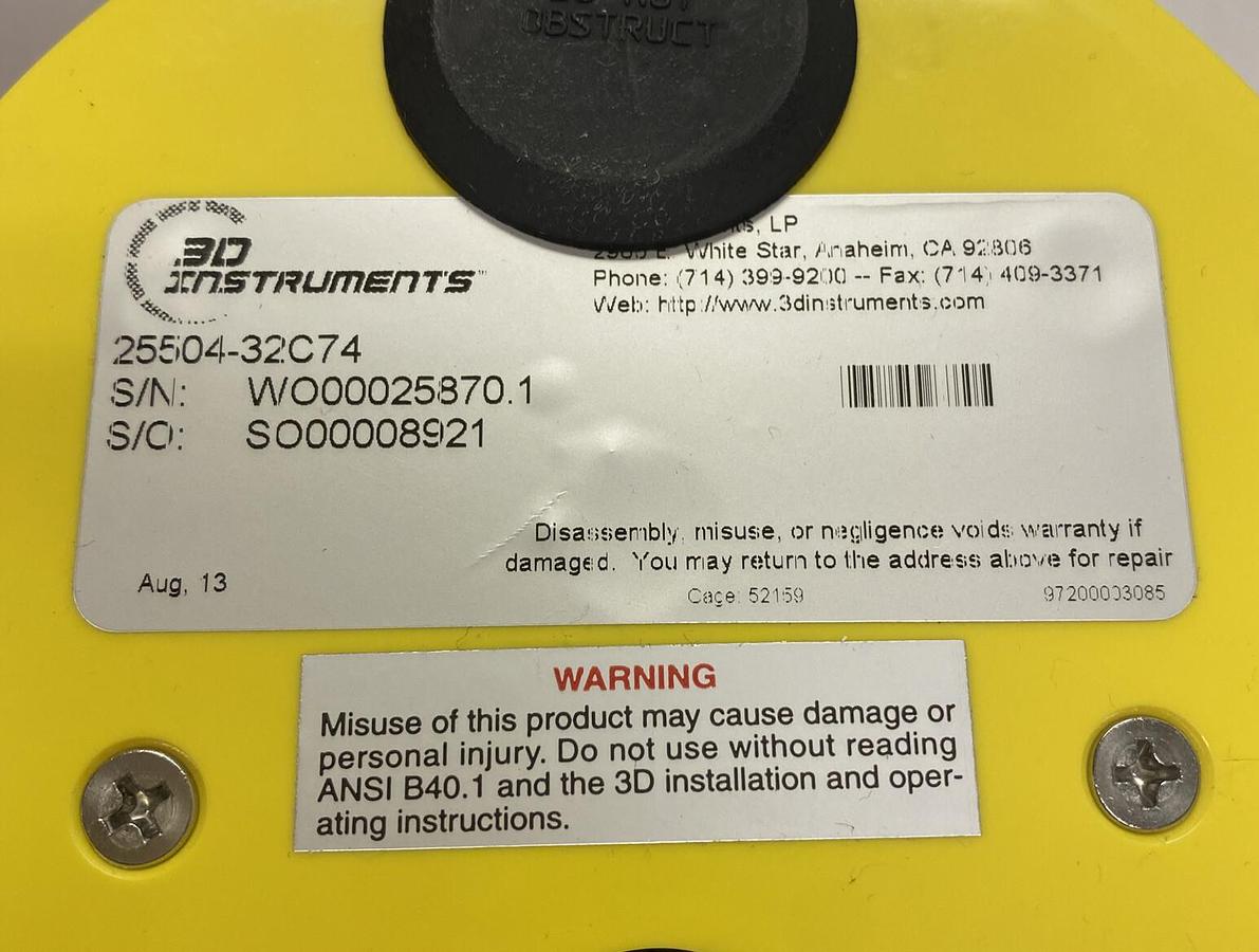 3D INSTRUMENTS,25504-32C74,PRESSURE GUAGE NOS