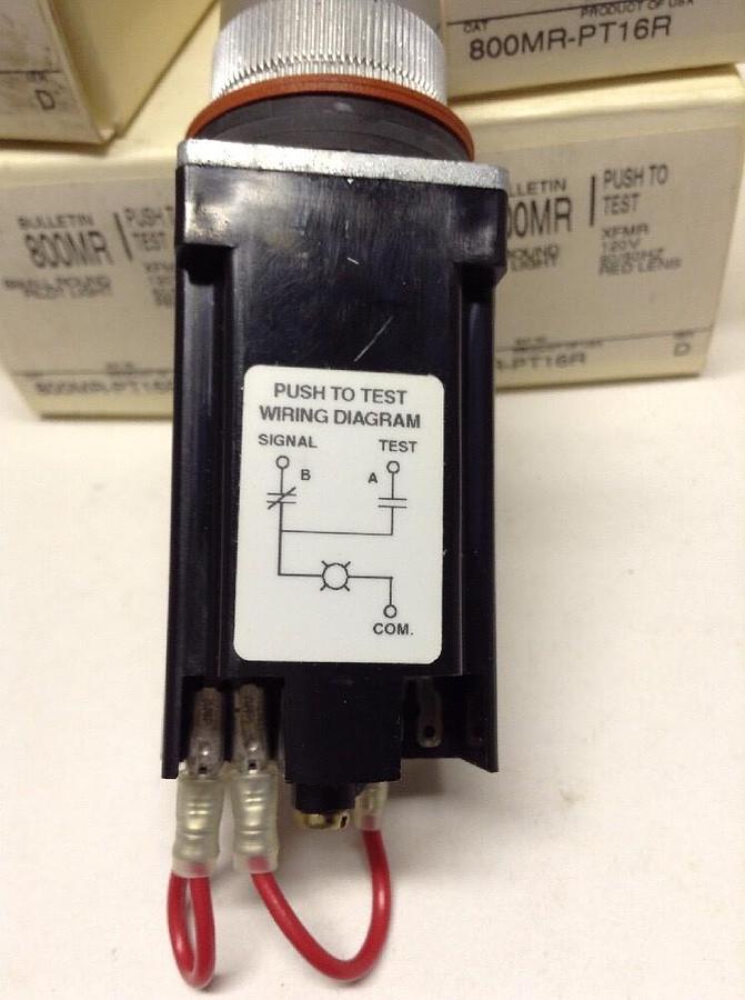 Allen Bradley,800MR-PT16R,Small Round Pilot Light Push to Test Red  Series D