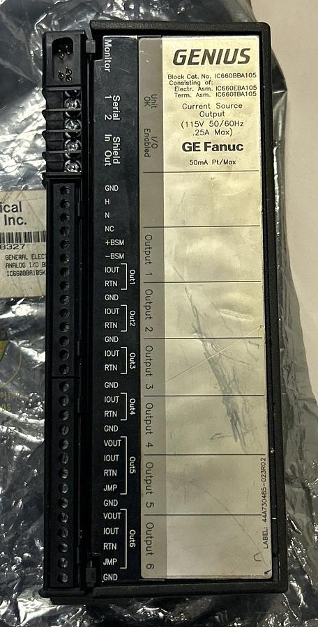 Used GE FANUC,IC660BBA105K / IC660BBA105,GENIUS BLOCK CURRENT SOURCE OUTPUT MODULE