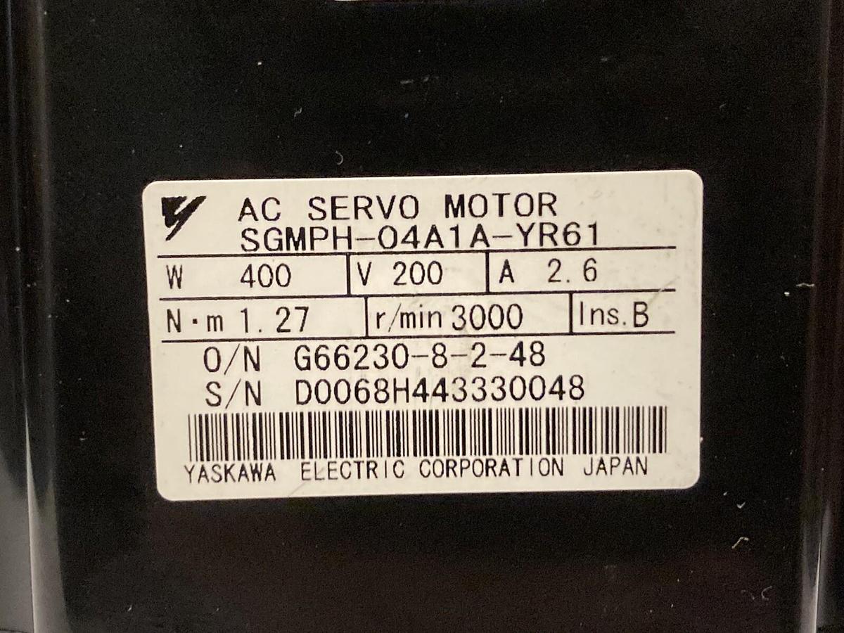 Used Yaskawa,SGMPH-04A1A-YR61,AC Servo Motor 400W  200V 2.6A 3000RPM