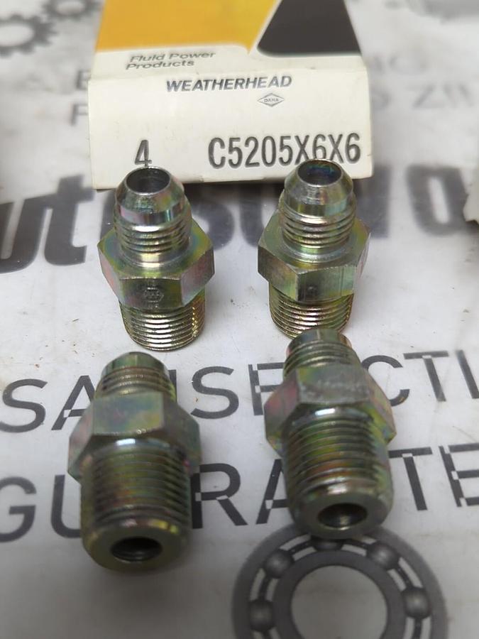 WEATHERHEAD,C5205X6X6,HOSE ADAPTER 3/8 INCH MALE COONNECTORS LOT OF 12 NOS