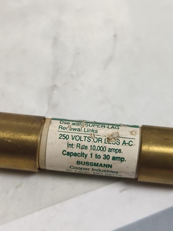 COOPER BUSSMANN,REN30,SUPER-LAG RENEWABLE 30 AMP FUSE LOT OF 5 PRE-OWNED