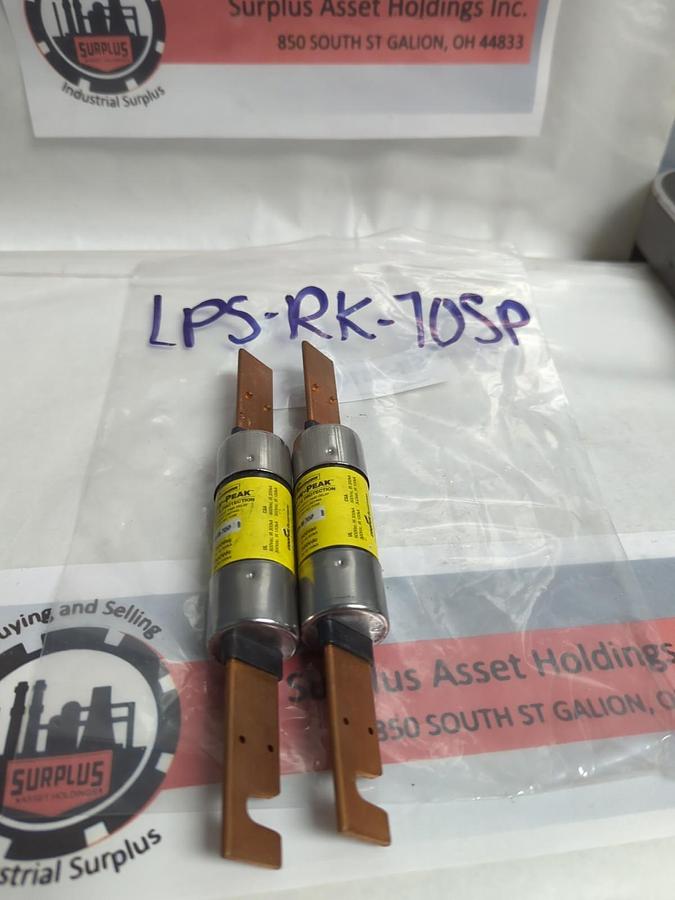 Used COOPER BUSSMANN,LPS-RK-70SP,LOW-PEAK 70 AMP FUSE LOT OF 2 PRE-OWNED