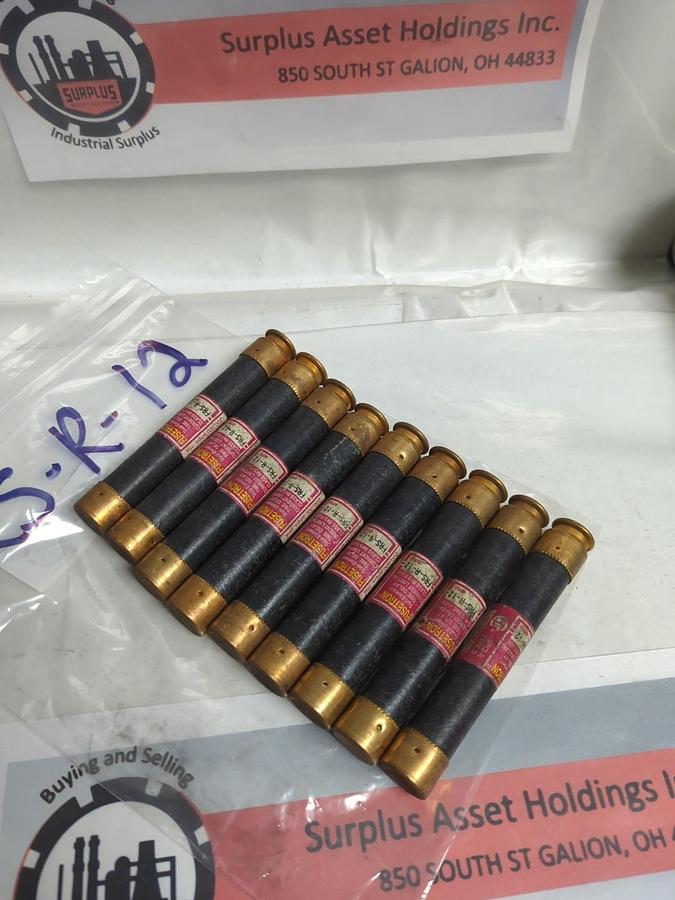 Used COOPER BUSSMANN,FRS-R-12,FUSETRON 12 AMP FUSE LOT OF 9 PRE-OWNED