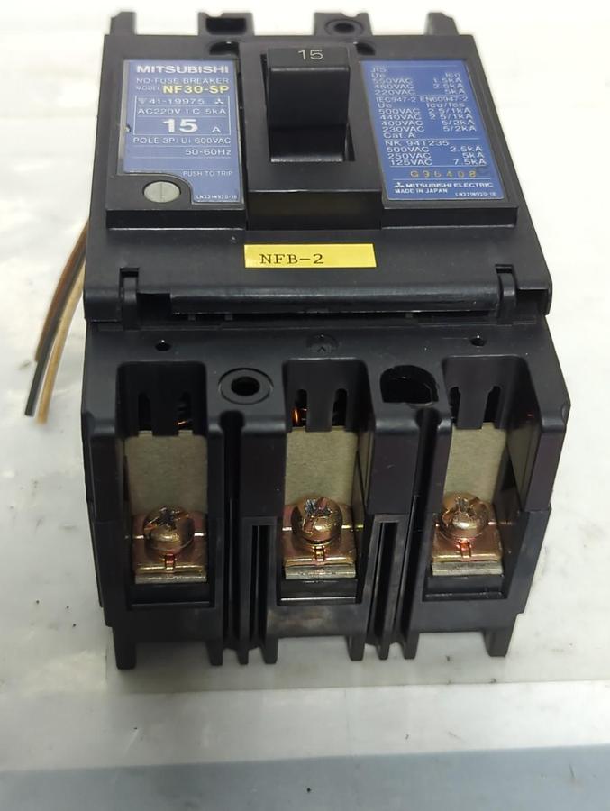 Used MITSUBISHI,NF30-SP,CIRCUIT BREAKER 15 AMP 3-POLE PRE-OWNED