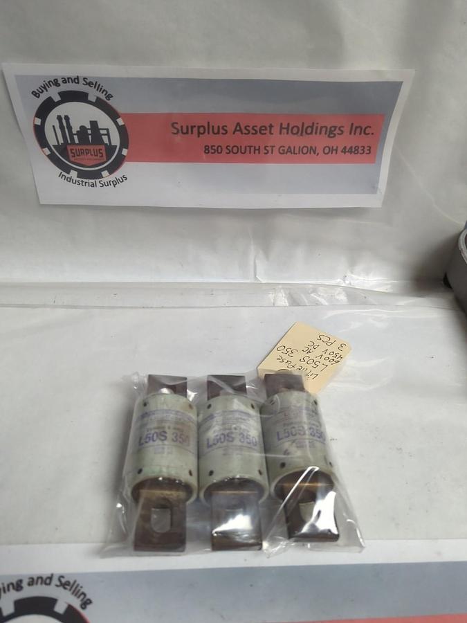 Used LITTELFUSE,L50S-350,SEMI-CONDUCTOR 350 AMP FUSE LOT OF 3 PRE-OWNED