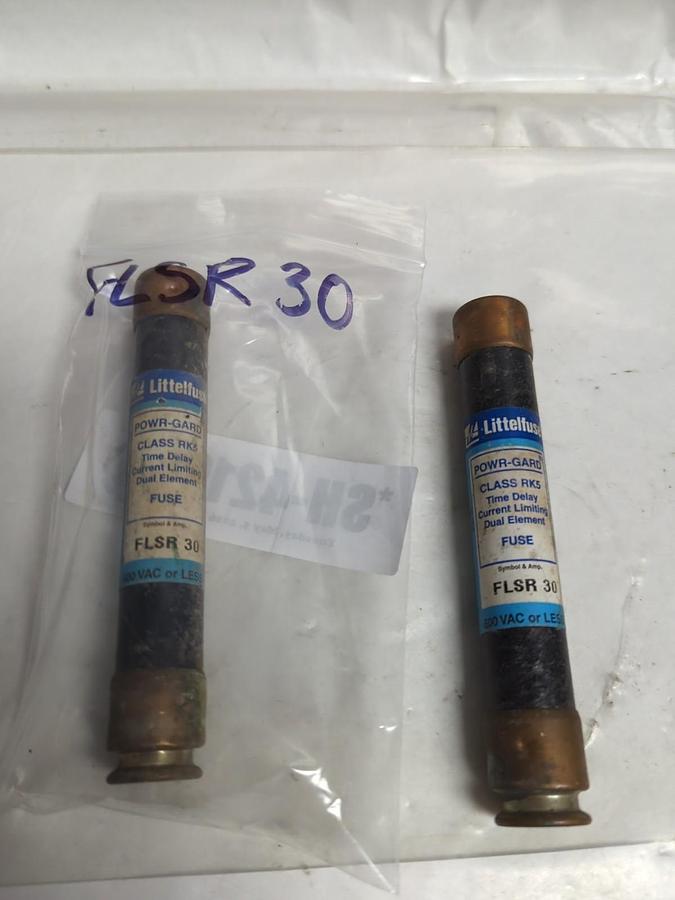 Used LITTELFUSE,FLSR-30,POWR-GARD FUSE 30 AMP LOT OF 2 PRE-OWNED