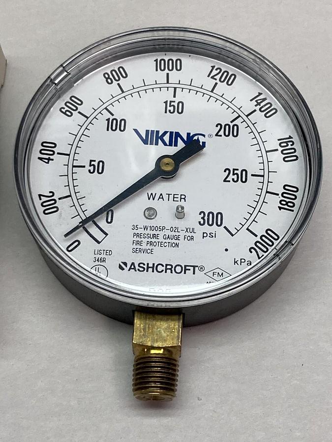 Viking,35-W1005P-02L-XUL,Pressure Gauge 0-300psi 0-2000kPa