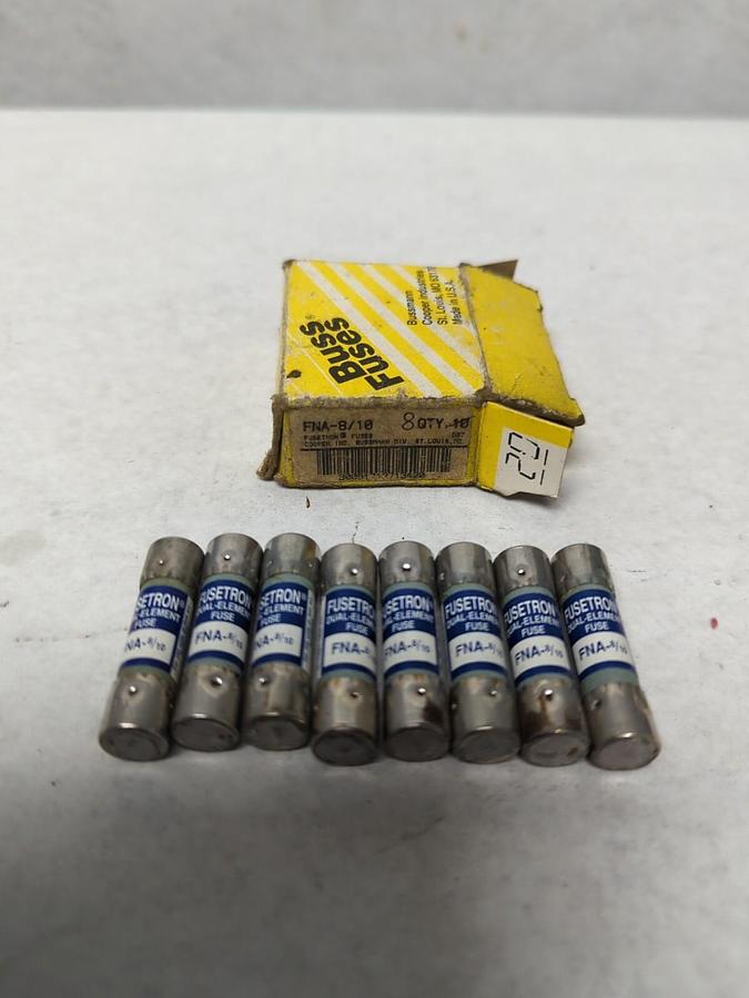 COOPER BUSSMANN,FNA-8/10,FUSETRON 8/10 AMP FUSES BOX OF 8 NOS