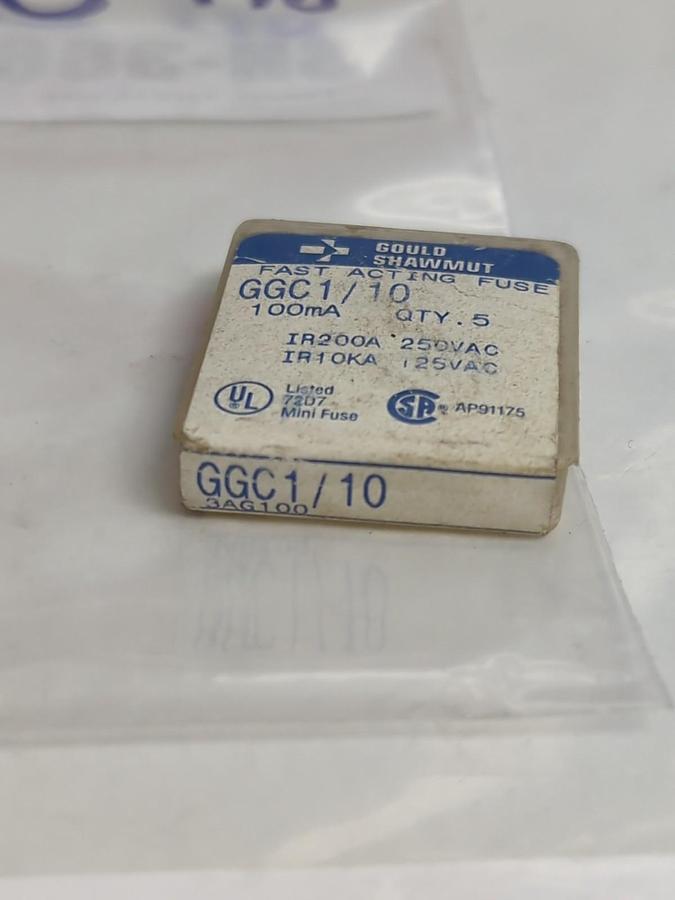 GOULD SHAWMUT,GGC-1/10,FAST ACTING 1/10 AMP FUSE LOT OF 10 NOS