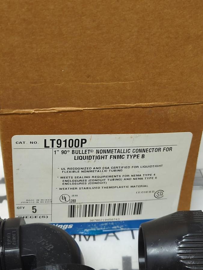 THOMAS & BETTS,LT9100P,CONDUIT CONNECTORS 1 INCH 90 DEG BOX OF 5 NOS
