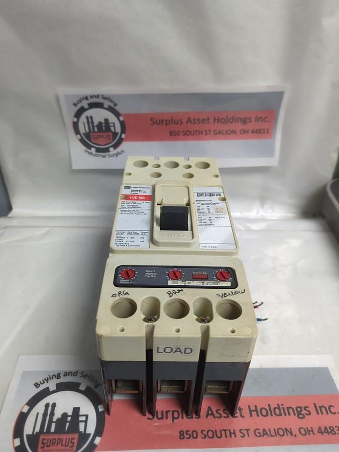 Used CUTLER HAMMER,HJD3250F,CIRCUIT BREAKER 600VAC 250VDC 3-POLE 250AMP PRE-OWNED