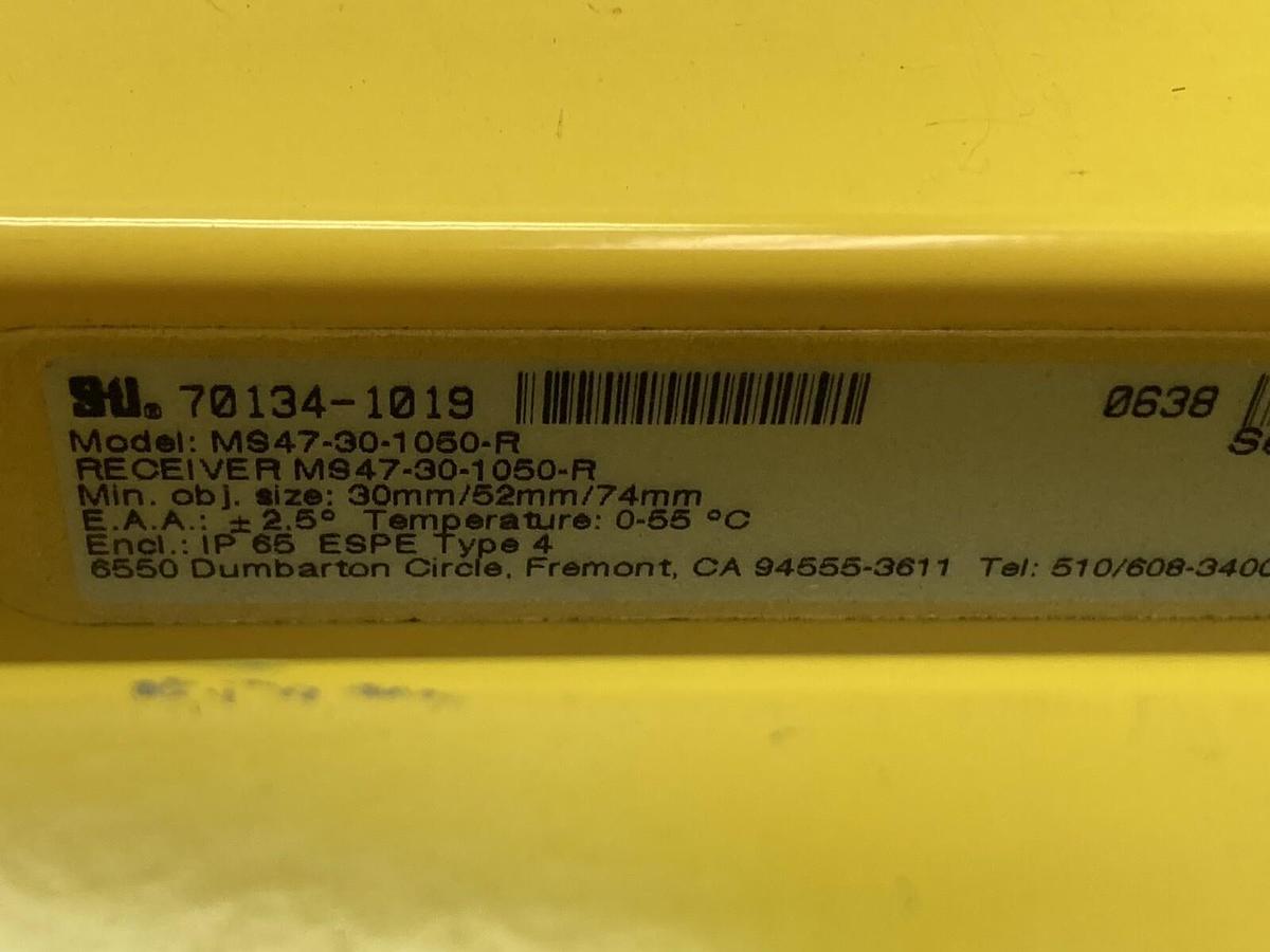 Used STI,MS47-30-1050-R Reciever/MS47SR-30-1050-X Transmitter,Safety Light Curtain