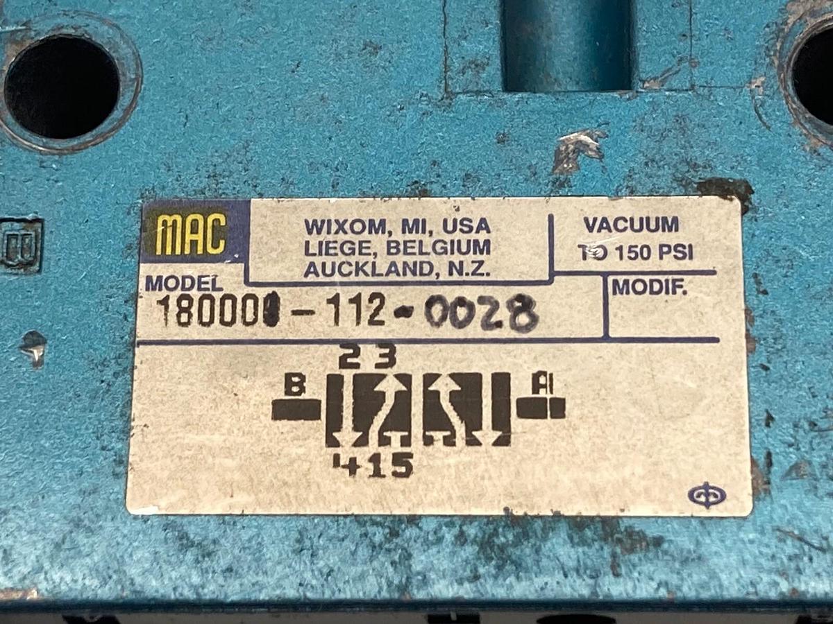 Used MAC,180001-112-0003,Valve Series 1800 150PSI