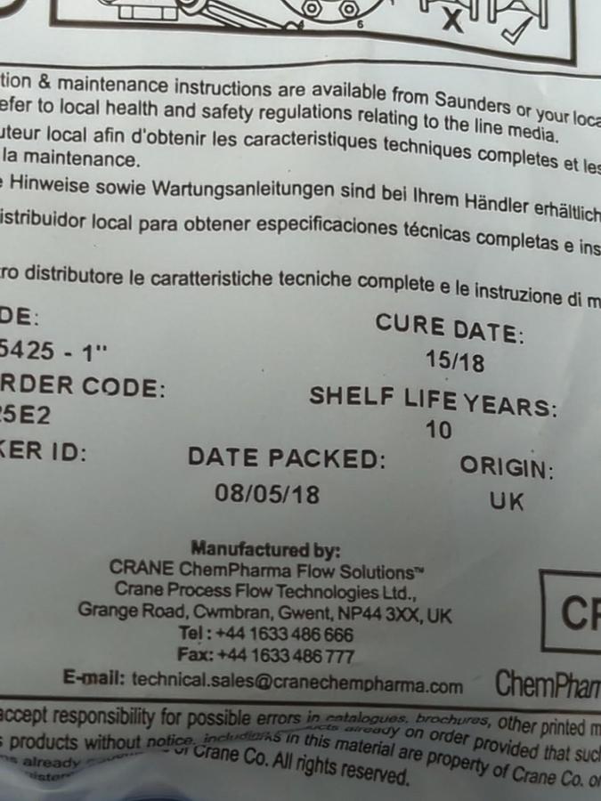 CRANE,A-025425,1 INCH REPLACENT DIAPHRAGM NOS