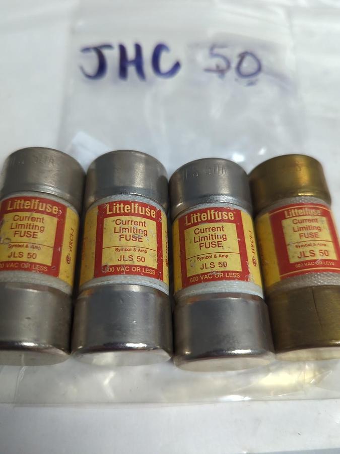 Used LITTELFUSE,JLS 50,CURRENT LIMITING 50 AMP FUSE LOT OF 4 PRE-OWNED