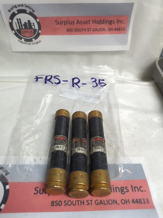 Used COOPER BUSSMANN,FRS-R-35,FUSETRON 35 AMP FUSE LOT OF 3 PRE-OWNED