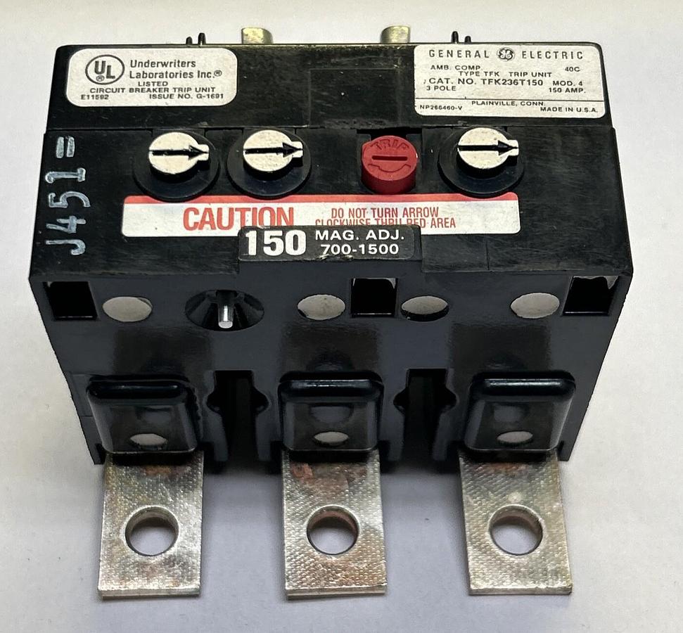 Used GENERAL ELECTRIC,TFK236T150,TRIP UNIT 150AMP 600VAC