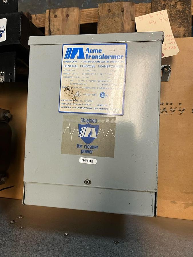 Used ACME,T-2-53013-4S,TRANSFORMER 3KVA PRI 240X480V SEC 120/240V 1PH