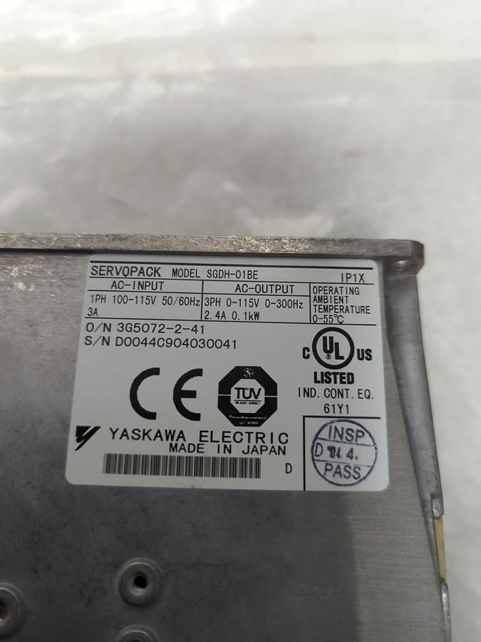 Used YASKAWA,SGDH-01BE,SERVO PACK 100V PRE-OWNED