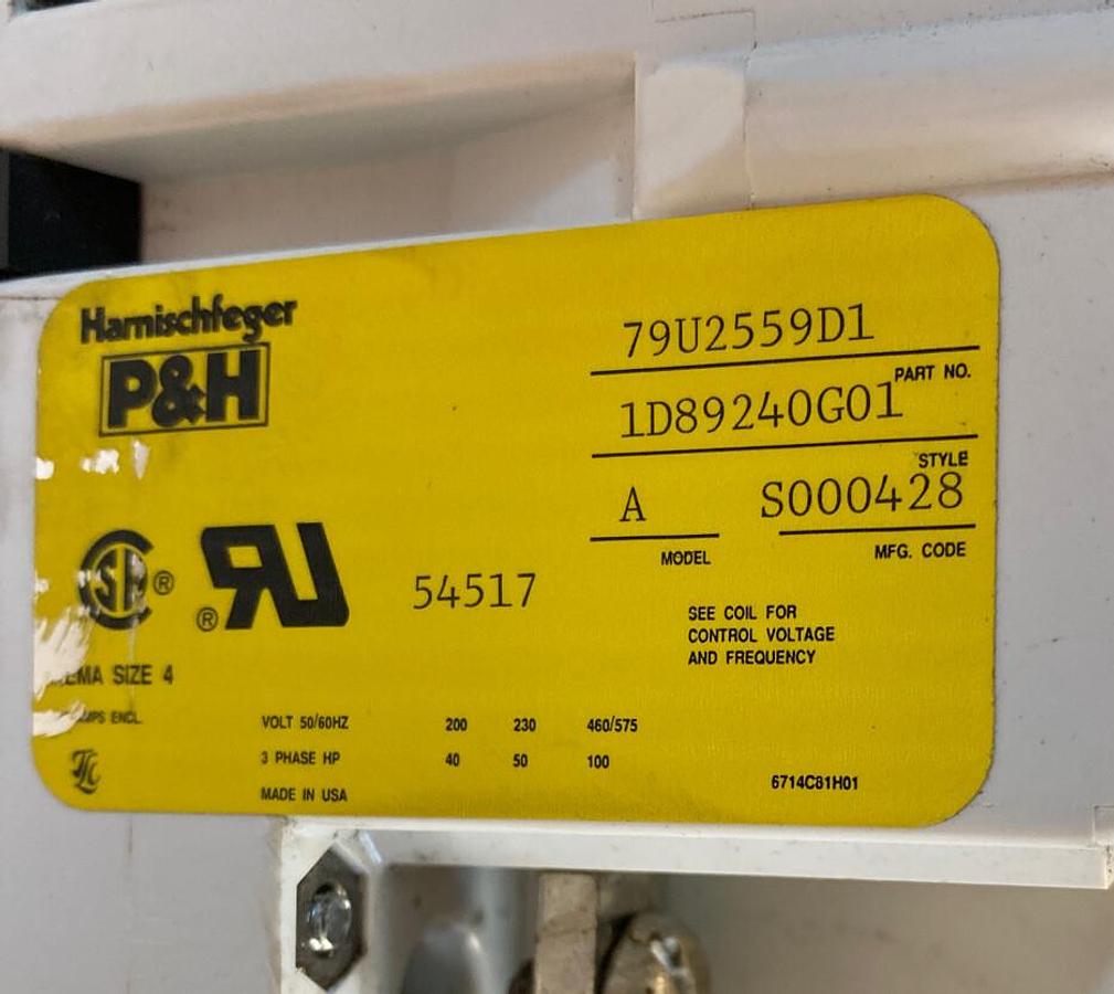 Used P&H Harnischfeger,79U2559D1,Size 4 Reversing Contactor