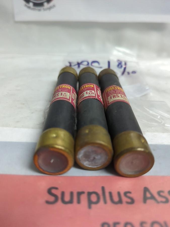 Used COOPER BUSSMANN,FRS 1-8/10,FUSETRON 1-8/10 AMP FUSE LOT OF 3 PRE-OWNED