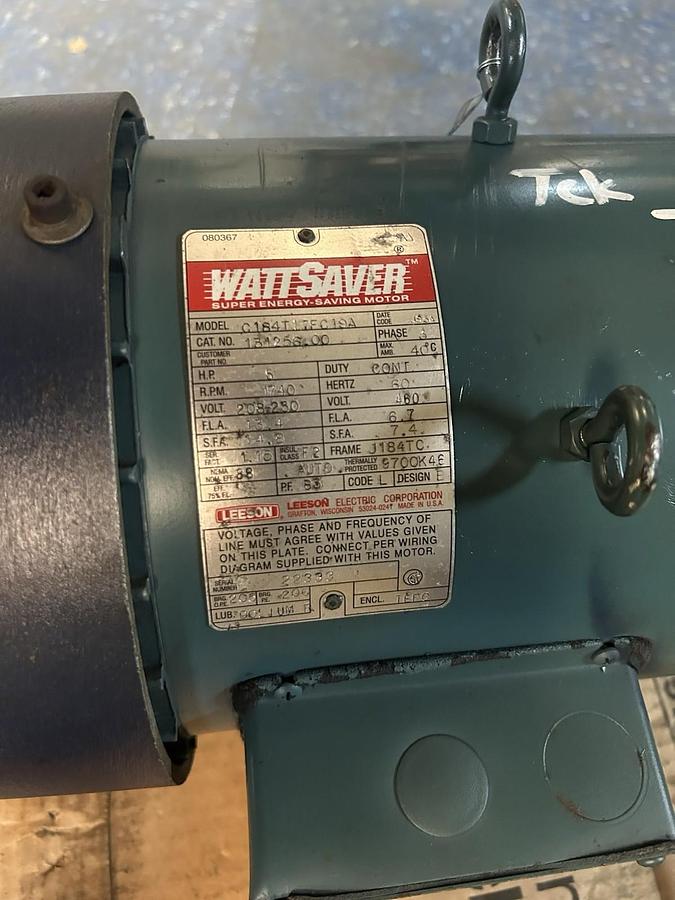 Used LEESON,131256.00,BRAKE MOTOR 5HP 208-230/460V 1740RPM3PH J184TC FRAME